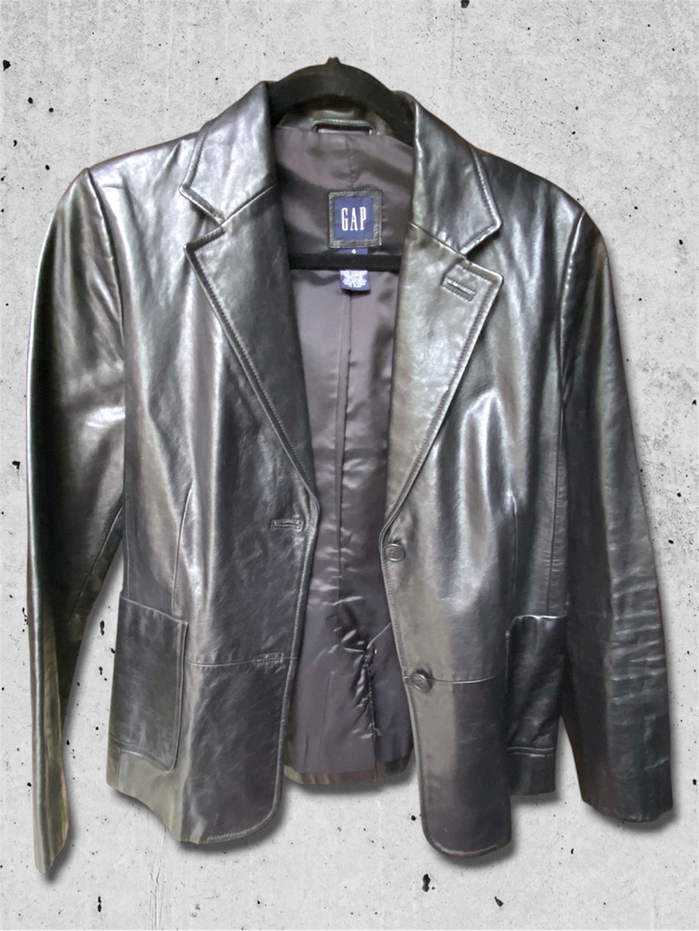 GAP Black Leather Blazer Jacket